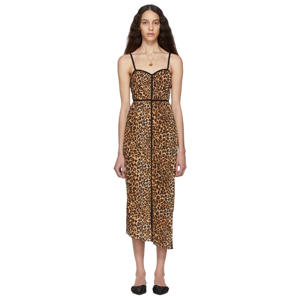 NANUSHKA ABIR OCELOT / SNAKESKIN 60'S PLEAT TANK DRESS